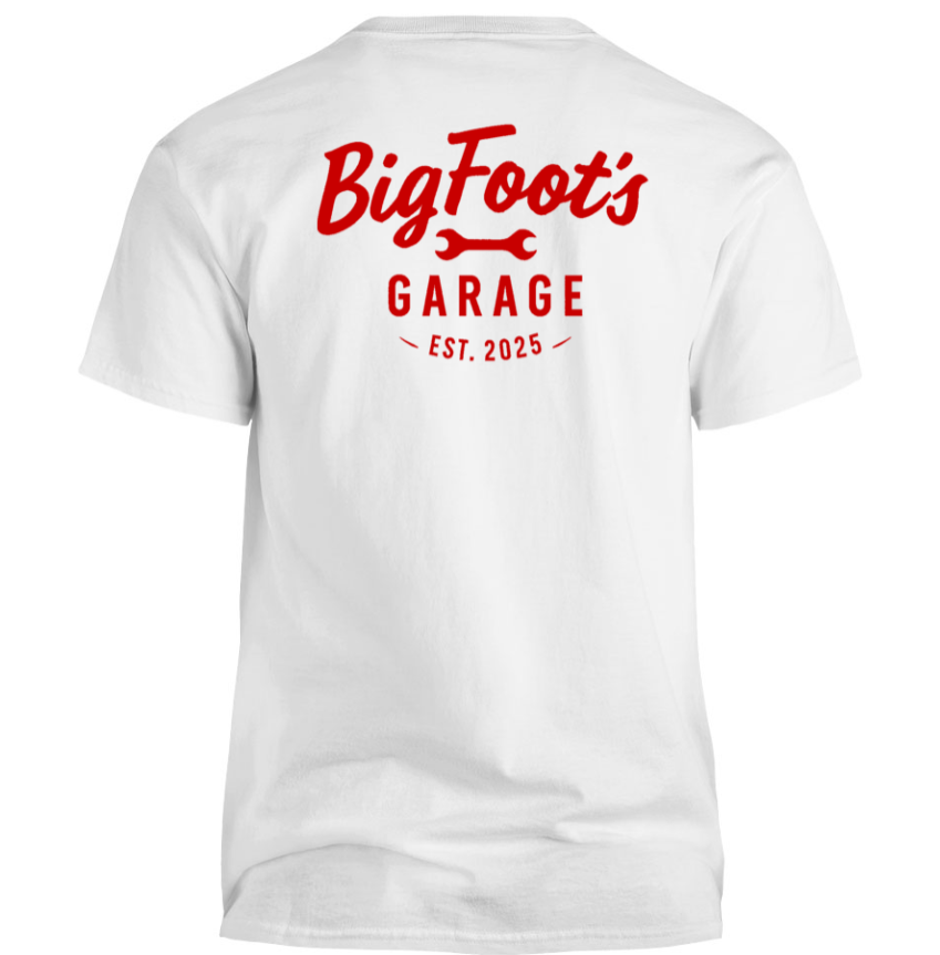 Big Foot's Garage White Tee